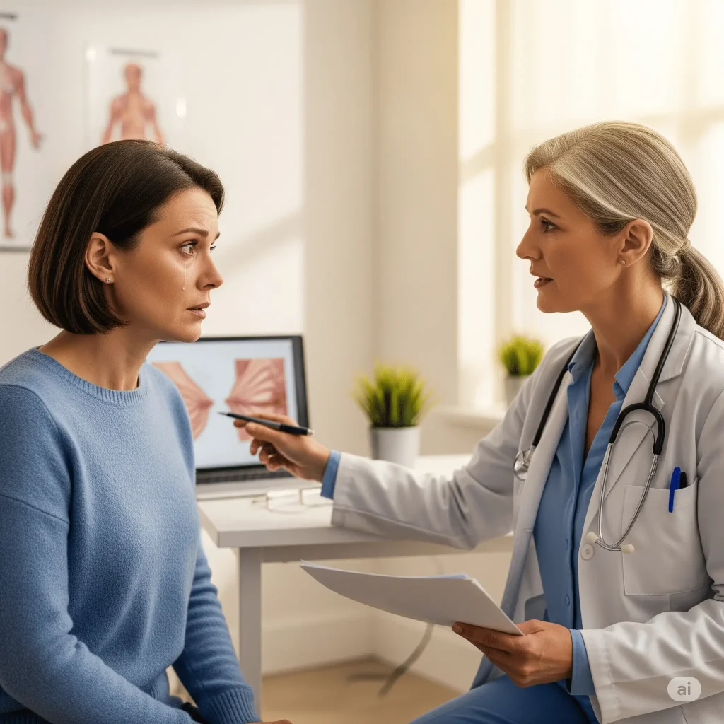 Mujer joven y doctora en una consulta médica