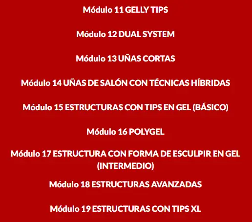 Imagen de la segunda parte del temario. Módulos 11 al 19. Del curso Nails Master Pro de Gerimar Pérez. Imagen de la segunda parte del temario. Módulos 11 al 19. Del curso Nails Master Pro de Gerimar Pérez.