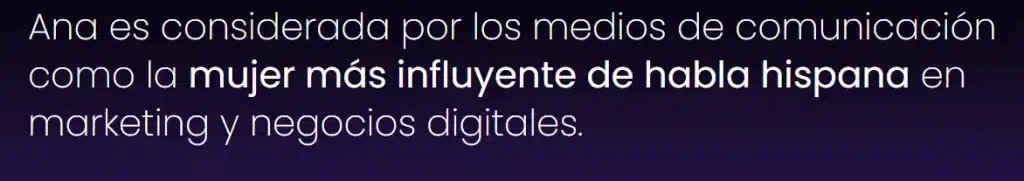 Texto: Ana Ivars como la mujer más influyente en marketing y negocios digitales.