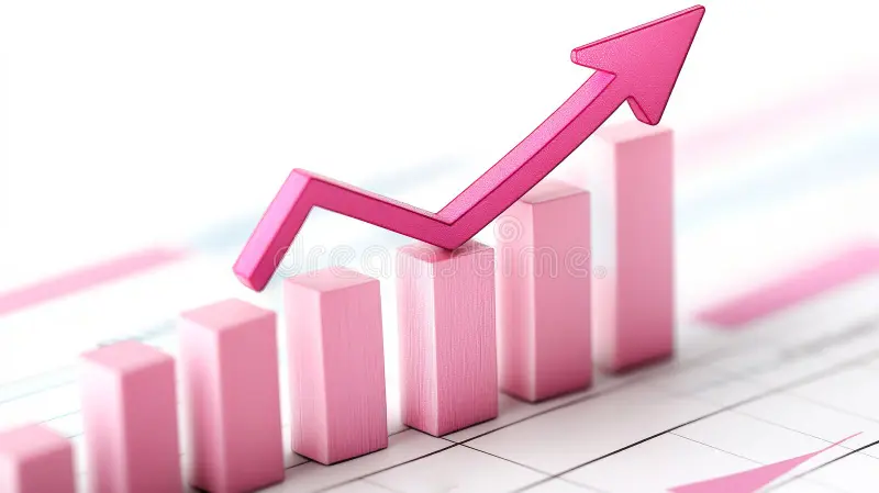 Crecimiento del sector belleza y estética Gráfico de crecimiento del sector belleza y estética representado con una flecha ascendente